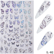 Holografiske sommerfugle stickers - Design 02 Sølv